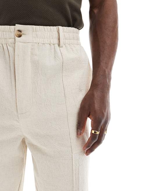 Native Youth relaxed linen trousers with cornelli embroidery co-ord in cream, 4 of 5