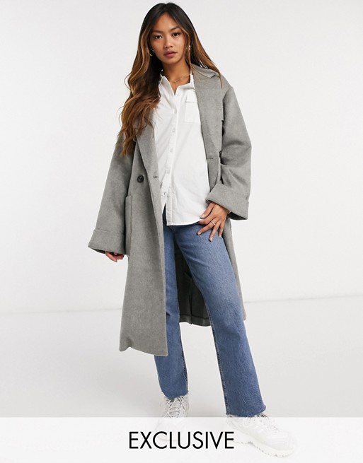 Native Youth relaxed long line coat with patch pockets