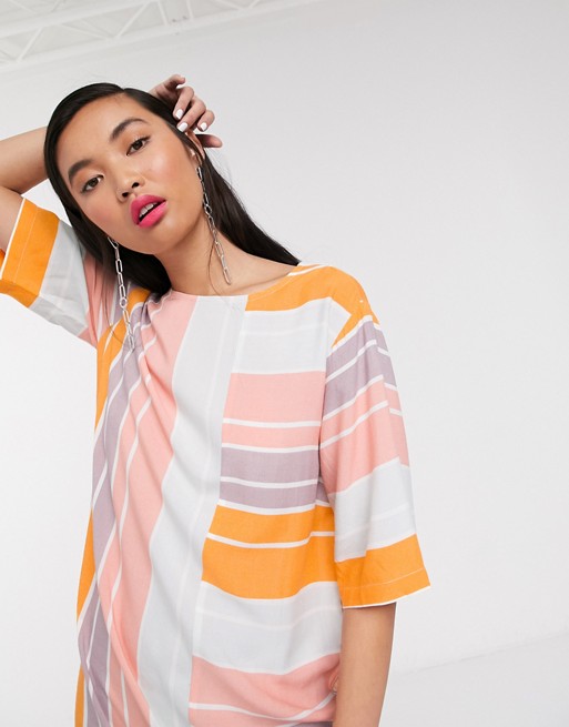 Native Youth relaxed mini shift dress in bright stripe