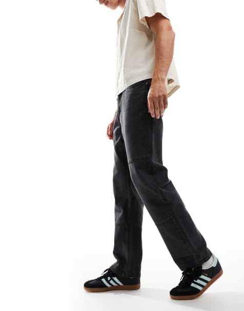 Native Youth relaxed straight leg jeans in acid wash black - view 1