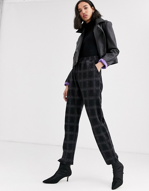 Native Youth relaxed tracksuit bottoms in check co-ord