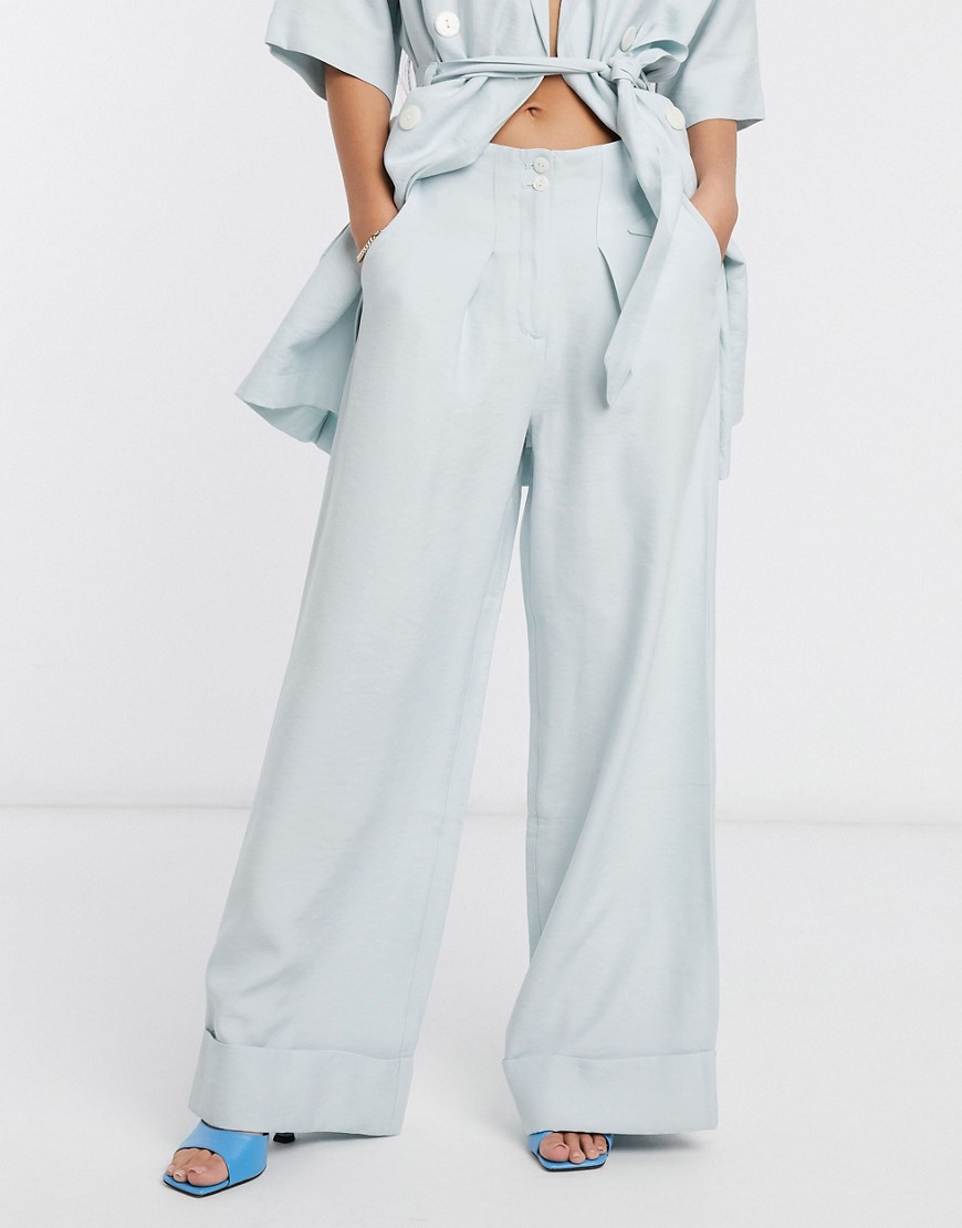 Native Youth Relaxed Wide Leg Tailored Pants Two-piece-blues