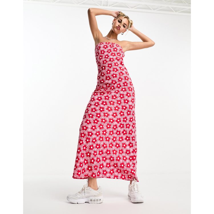 Native Youth retro floral midaxi tube dress in red | ASOS