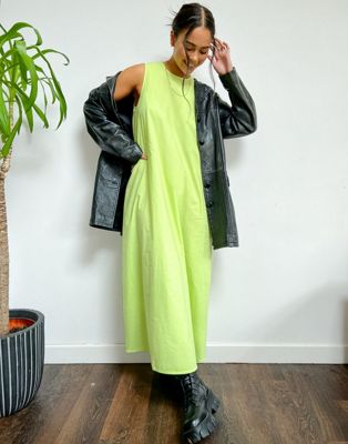 Robes Native Youth - Robe fluide oversize en popeline - Vert citron