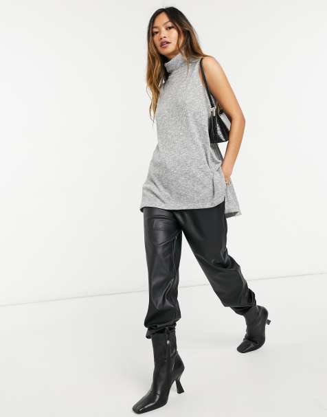 Native Youth roll neck relaxed knitted top in grey - view 1
