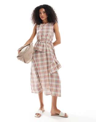 Native Youth Native Youth ruffle check dress in multi