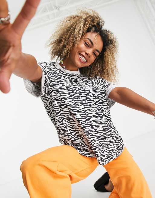 Native Youth - Ruimvallend t-shirt in zebra met wassing