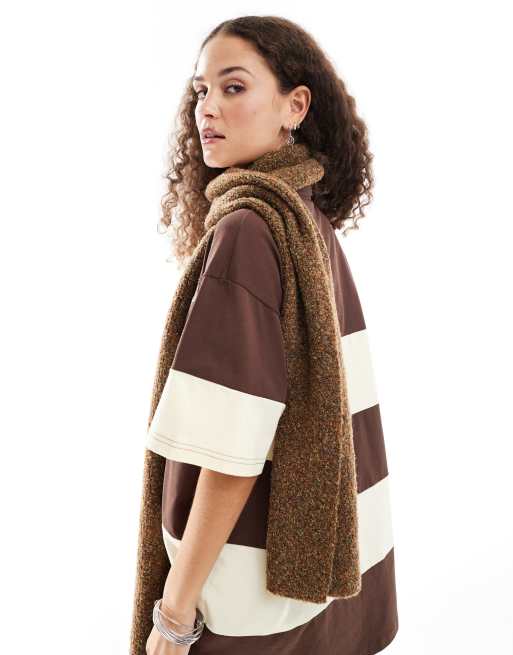 Native Youth - Sciarpa lunga in maglia color avena, 3 di 4
