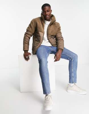 taupe shearling jacket