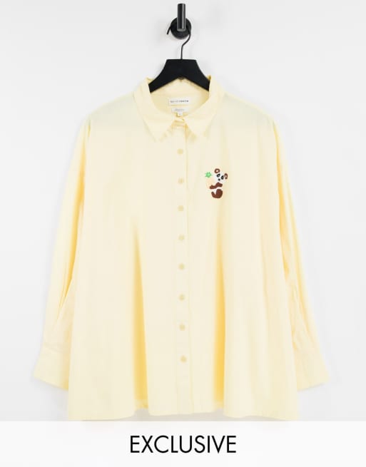 Native Youth - Someones Boyfriends - Camicia limone con ricamo con panda