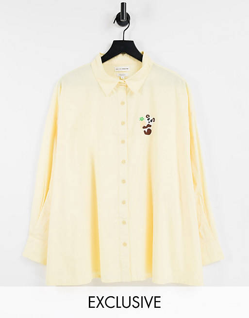 Native Youth someones boyfriends shirt in lemon drop with panda embroidery