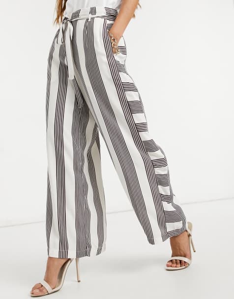 Native Youth striped wide leg pants in white - view 1