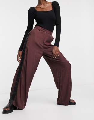 burgundy straight leg trousers