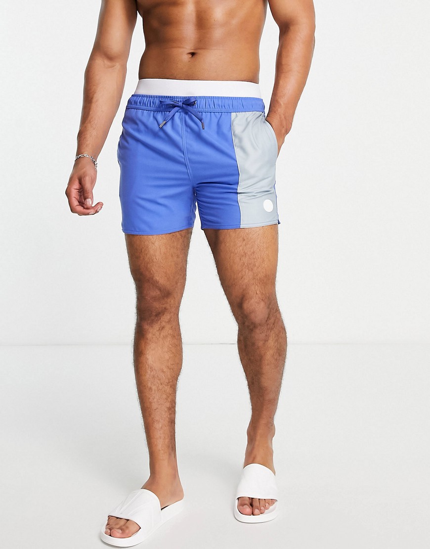 swim shorts in blue color block