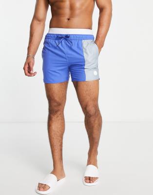 Native Youth swim shorts in blue colour block - ASOS Price Checker