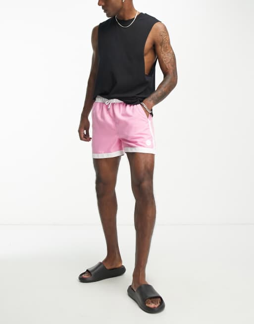 Native Youth swim shorts with side stripe in pink and white - PINK, 4 of 4
