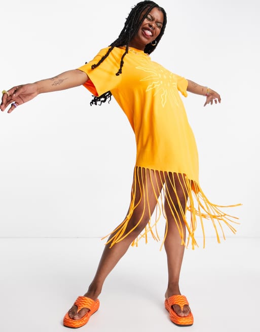 T shirt dress with tassels store