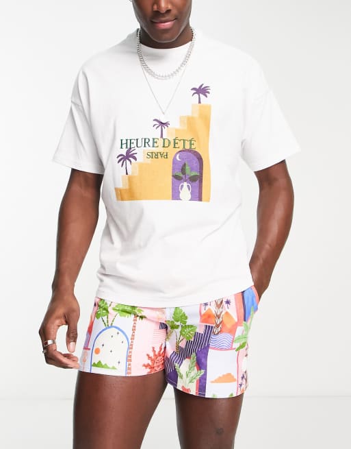 Native Youth - T-shirt met grafische strandprint in wit