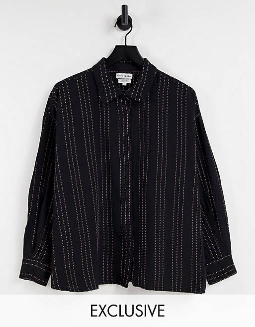 Native Youth the perfect oversized shirt in poplin with contrast stitch co-ord