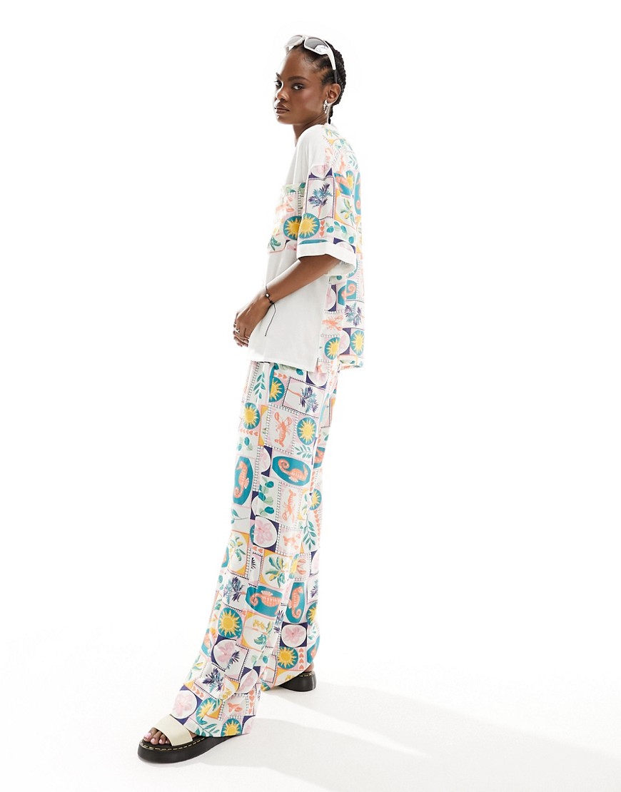 Native Youth tile print wide leg trousers co-ord in multi