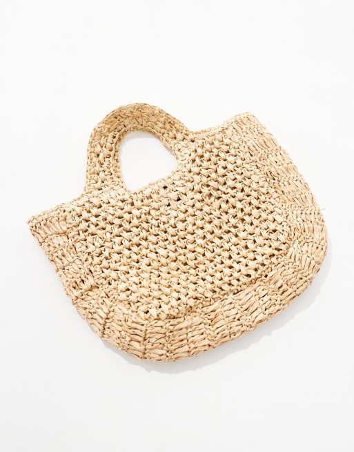 Native Youth top handle raffia mini bag in natural