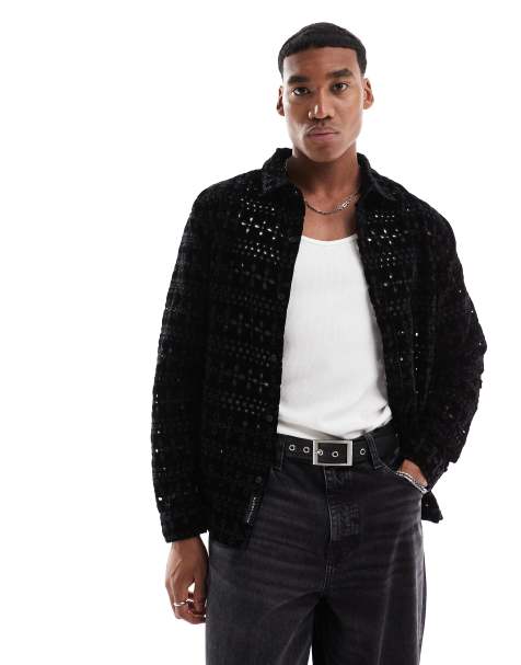 Native Youth velvet broidery shirt in black - view 1