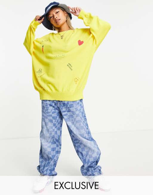 Native Youth very oversized jumper in scribble knit