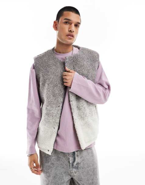 Native Youth - Vest med gråt ombre-design i imiteret lammeskind - view 1