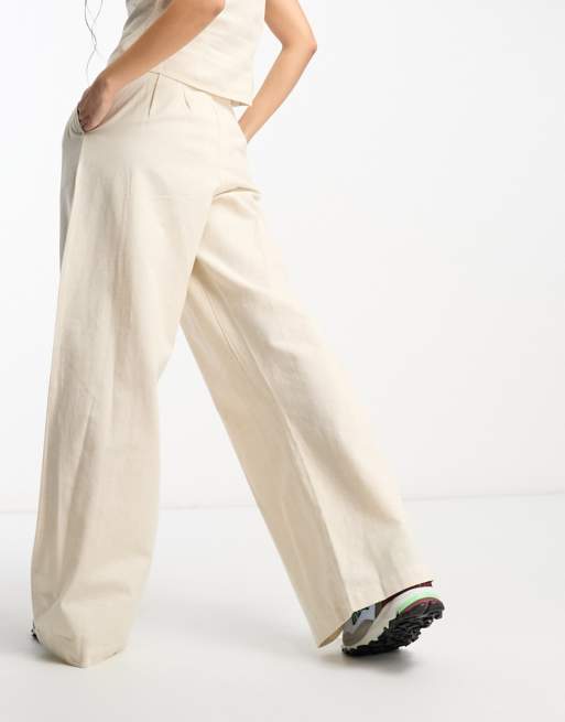 Native Youth wide leg linen trouser co-ord in natural | ASOS