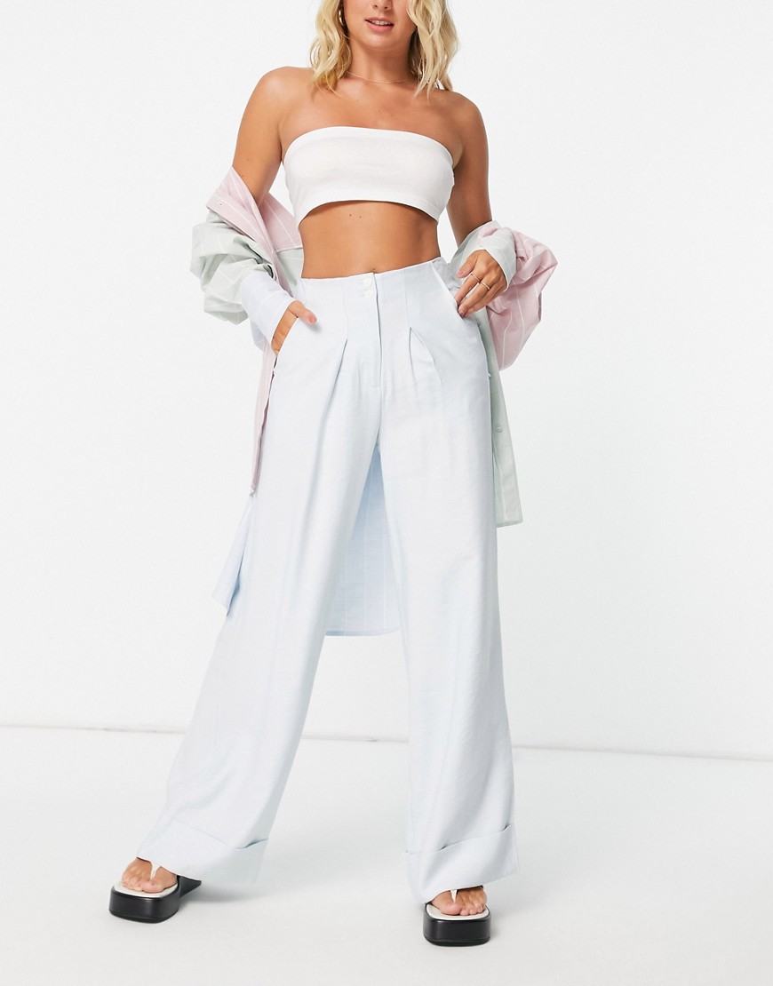 NATIVE YOUTH WIDE LEG PANTS IN BLUE-BLUES,NYWTR196
