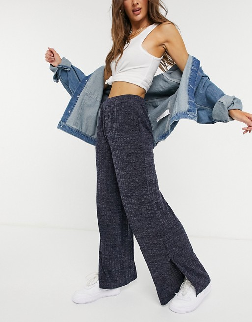 Native Youth wide leg trousers in navy