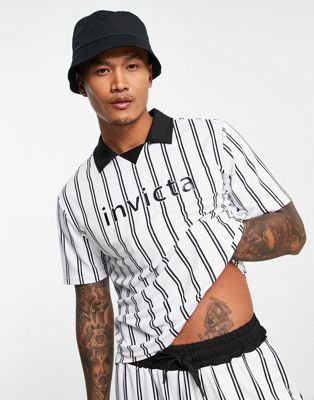 Native Youth short sleeve collar t-shirt co ord in black and white