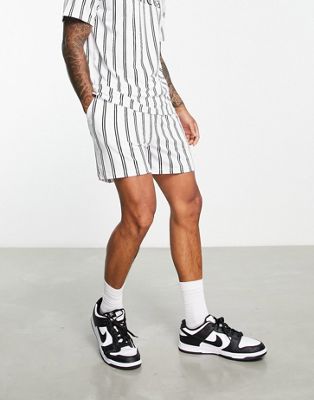 Native Youth striped shorts co ord in black and white