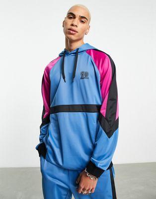 Native Youth colour block hoodie co ord in blue and pink