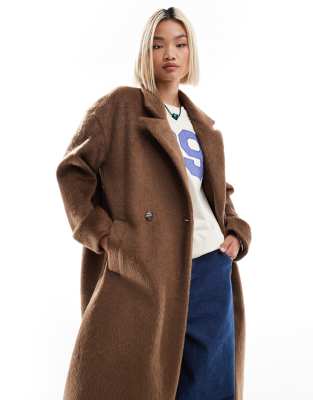 Native Youth - Zweireihiger Blazer-Mantel in Pilzbraun mit Oversize-Schnitt-Neutral