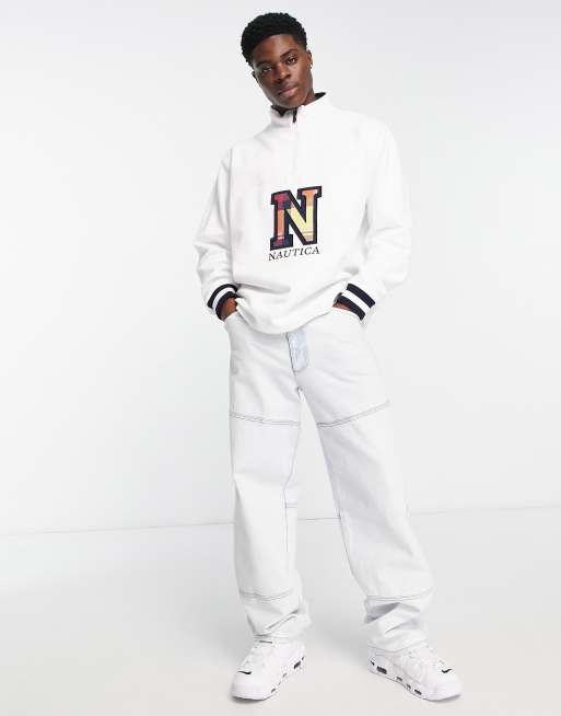 Nautica – Archive Lafferts – Sweatshirt in Weiß mit kurzem Reißverschluss, 3 von 4