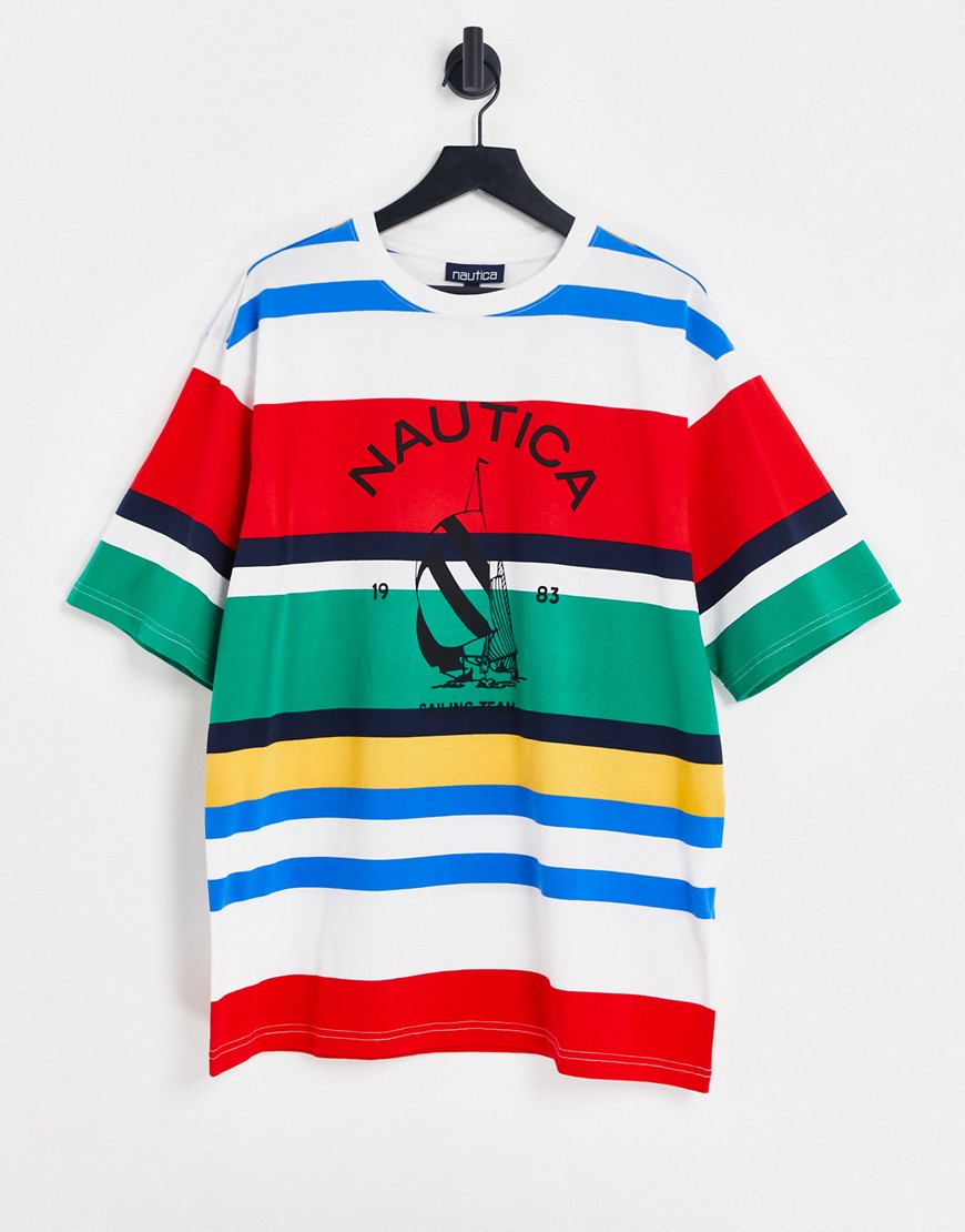 Nautica Archive tuttle oversize stripe t-shirt in multi