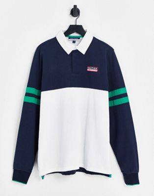 Nautica Competition Archive cayden rugby shirt in navy/white