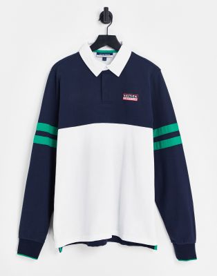 Nautica Competition Archive cayden rugby shirt in navy/white