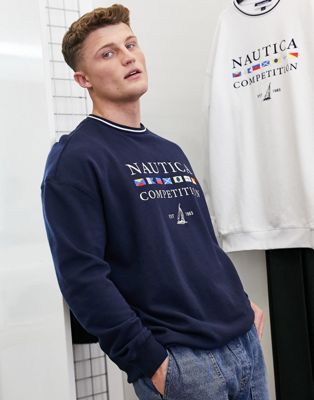 Nautica Competition Archive polar oversized sweatshirt in navy