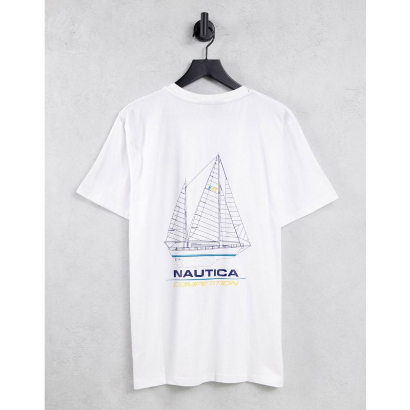 T-shirt e Canotte oYggx Nautica Competition - Blueprint - T-shirt bianca con stampa sulla schiena
