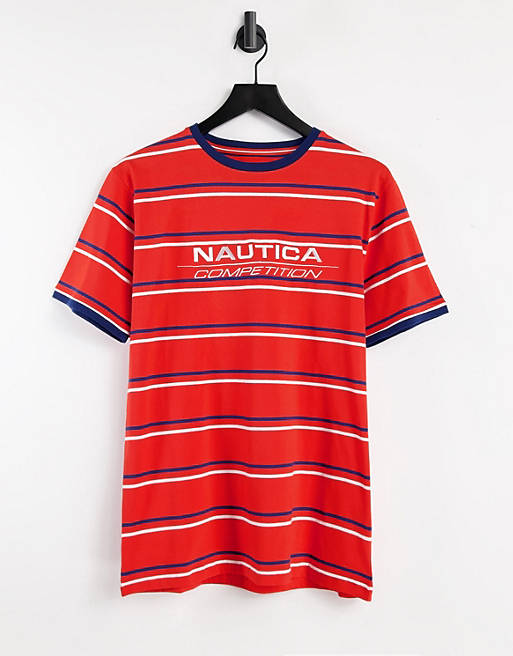 Nautica Competition columbus engineered stripe t-shirt in red