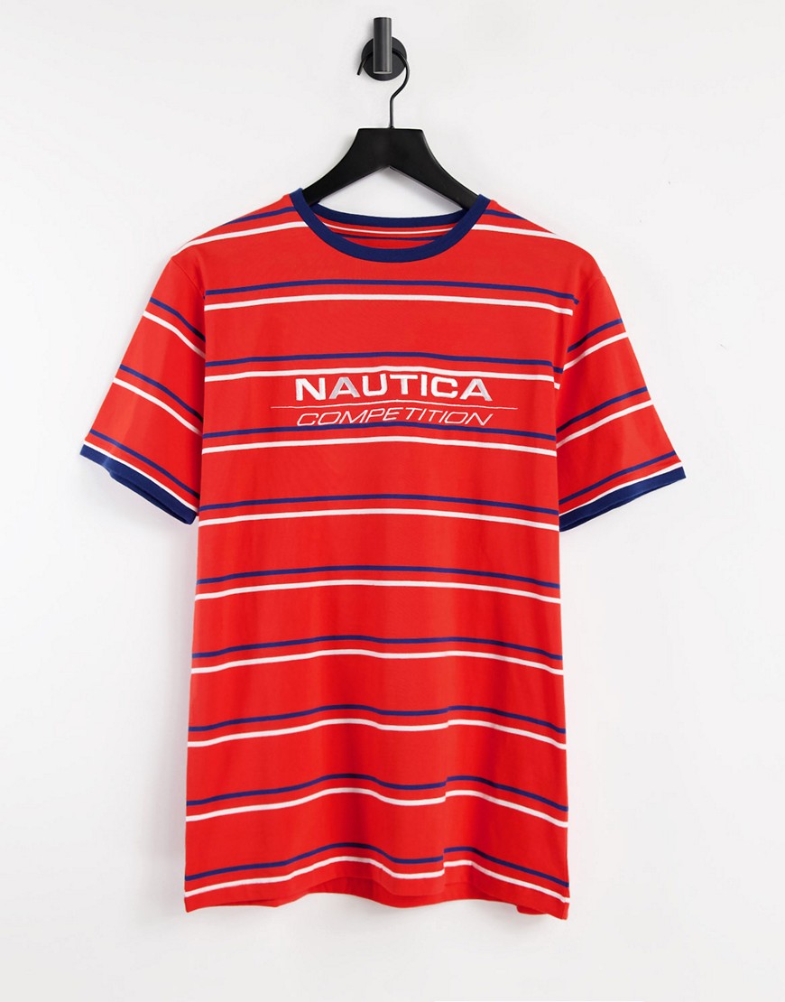 Nautica Competition - Columbus - T-shirt à rayures travaillées - Rouge