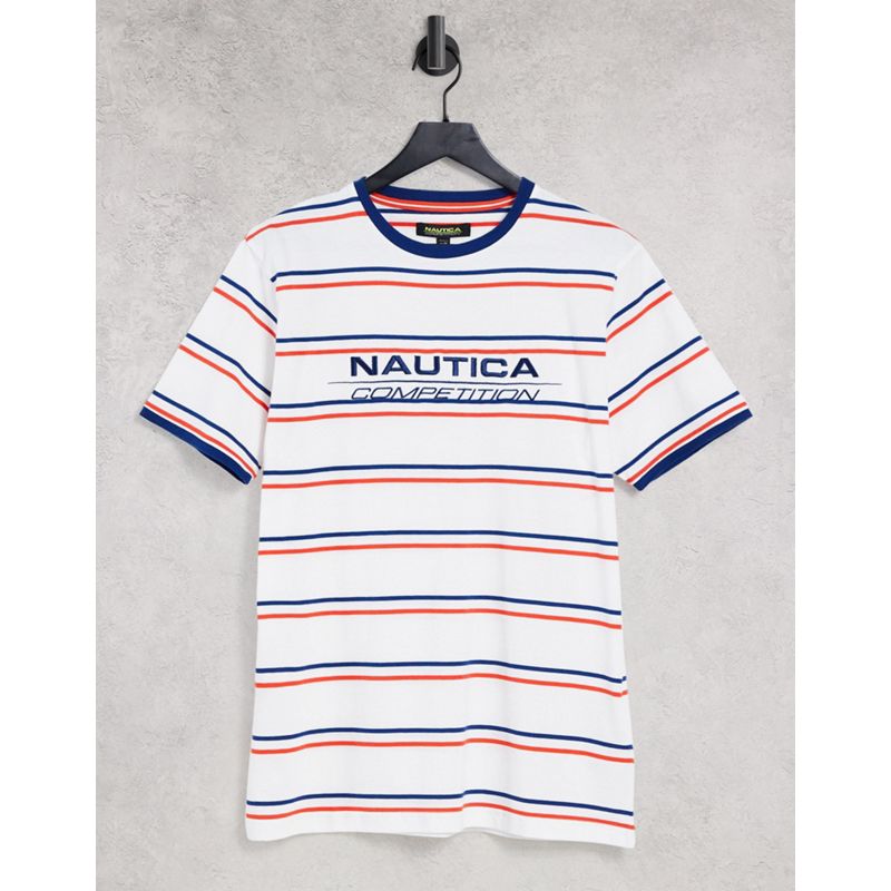 Uomo T-shirt e Canotte Nautica Competition - Columbus - T-Shirt a righe strutturate bianca