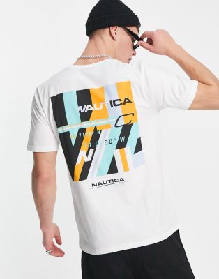 Nautica Competition galapagos back print t-shirt in white