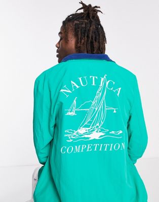 Nautica Competition helm retro printed jacket in green
