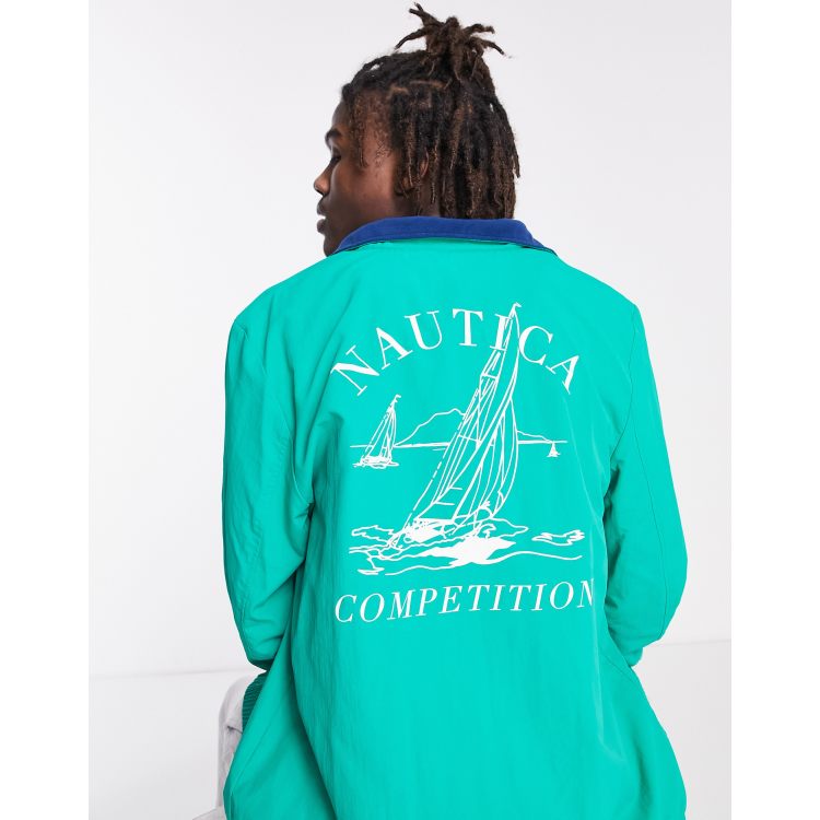 Nautica Competition helm retro printed jacket in green