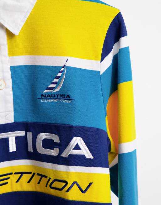 Nautica Competition - Henessey - Gestreept rugbyshirt in blauw/geel, 2 van 4