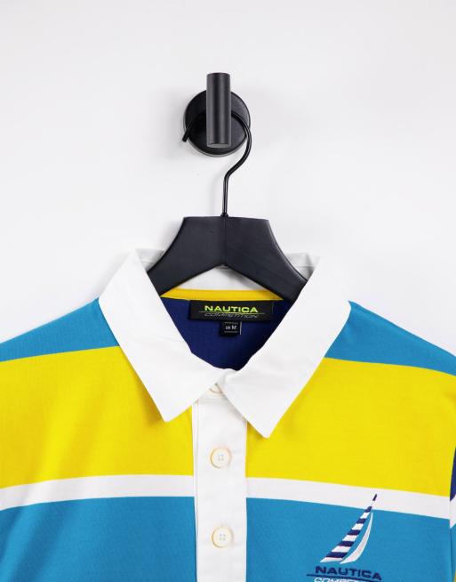 Nautica Competition - Henessey - Gestreept rugbyshirt in blauw/geel, 3 van 4