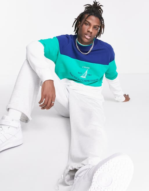 Nautica Competition lumber sweatshirt in green navy ASOS